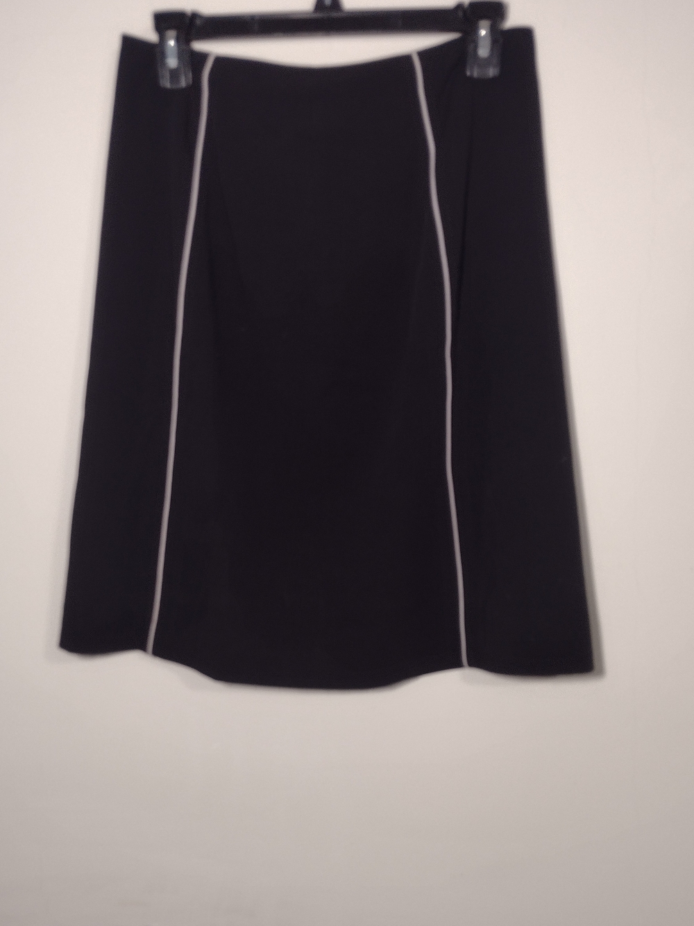 Apostrophe Classic Black A-Line Skirt with Contrast Piping Sz 8 Petite